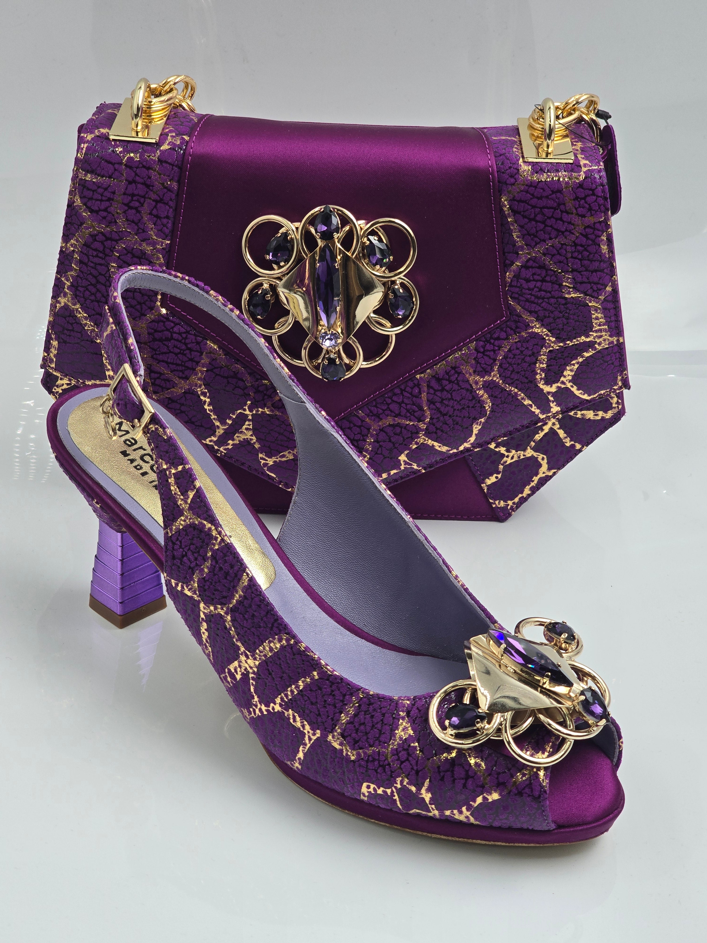 Purple Crackle Jewel Heel Set