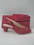 Wine Flora Low Set - Italian Shoe and Bag Set - Classic Shoes London