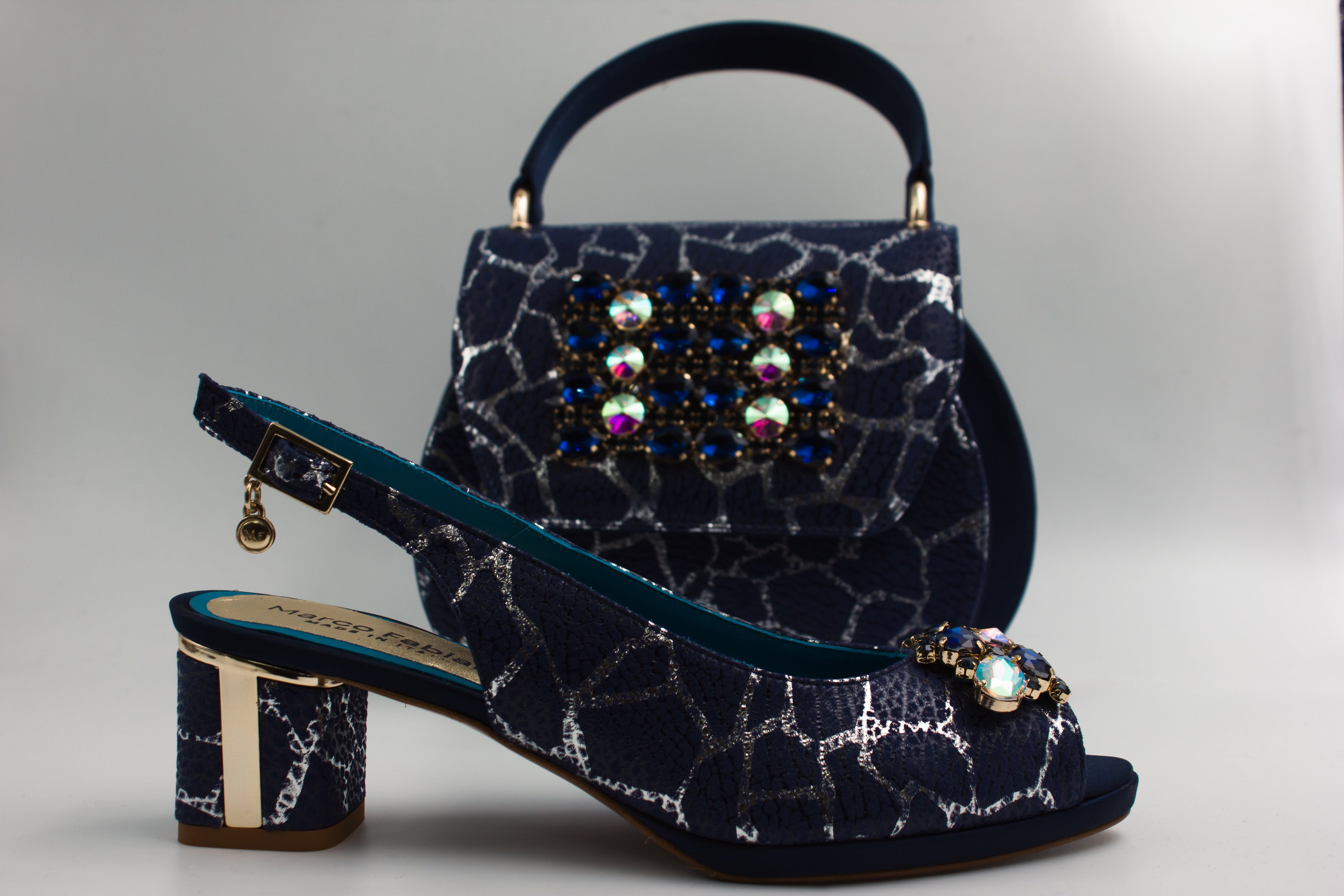 Navy/Silver Crackle Set