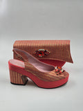 Coral Chevron Low Wedge Set