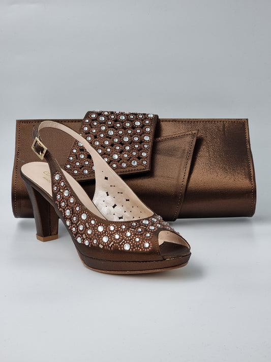 Chocolate Brown Laser Cut Stone - Classic Shoes London