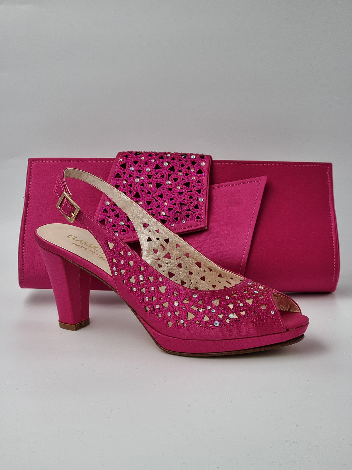 Fuchsia Pink Laser Cut Medium - Classic Shoes London