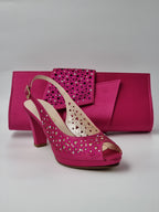 Fuchsia Pink Laser Cut High Heels - Italian Women's Heels - Classic Shoes London