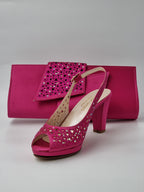 Fuchsia Pink Laser Cut High Heels - Italian Women's Heels - Classic Shoes London