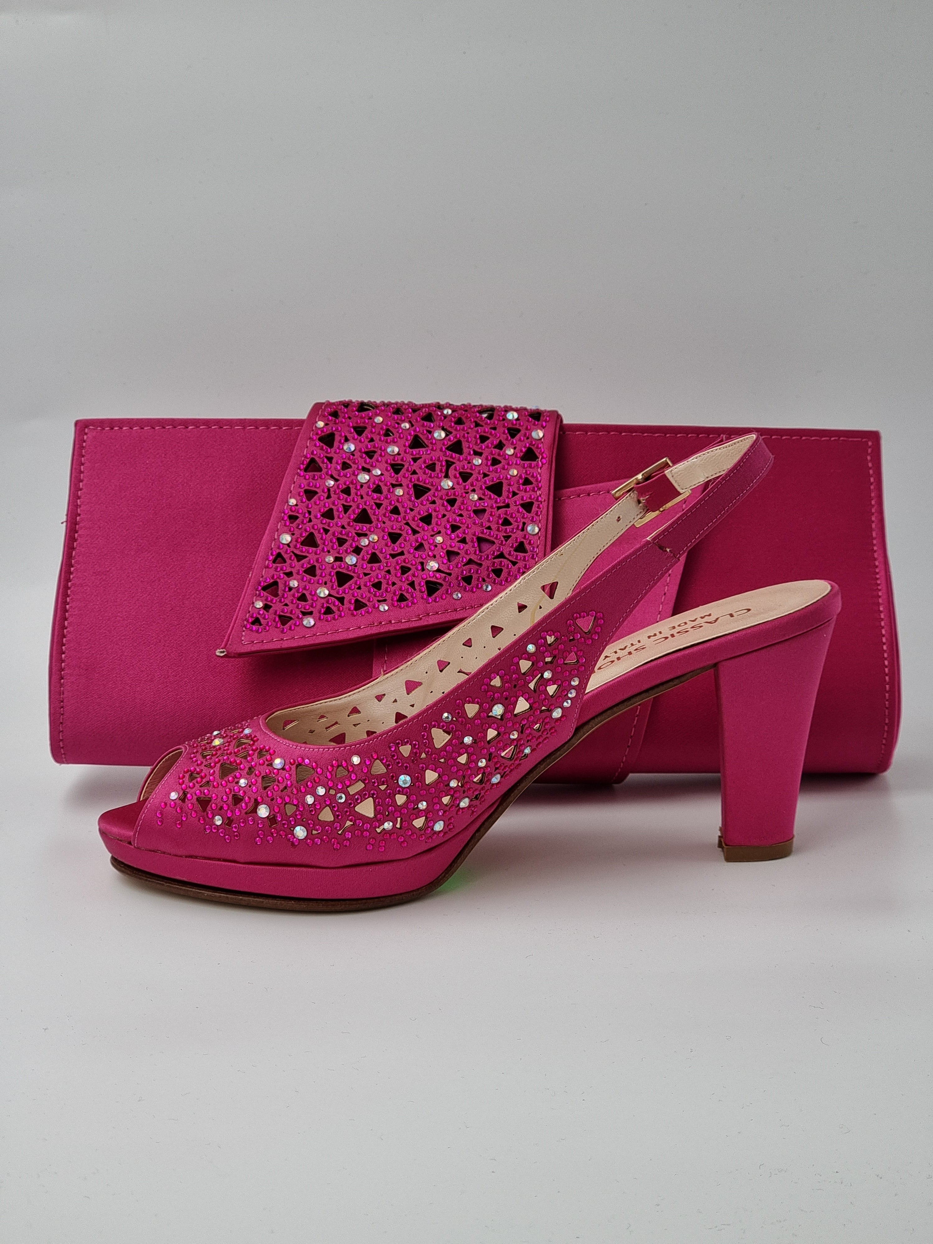 Fuchsia Pink Laser Cut Medium - Classic Shoes London