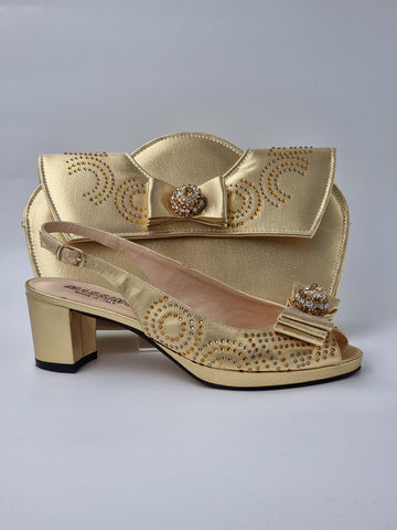 Gold Low Heel Stone - Classic Shoes London