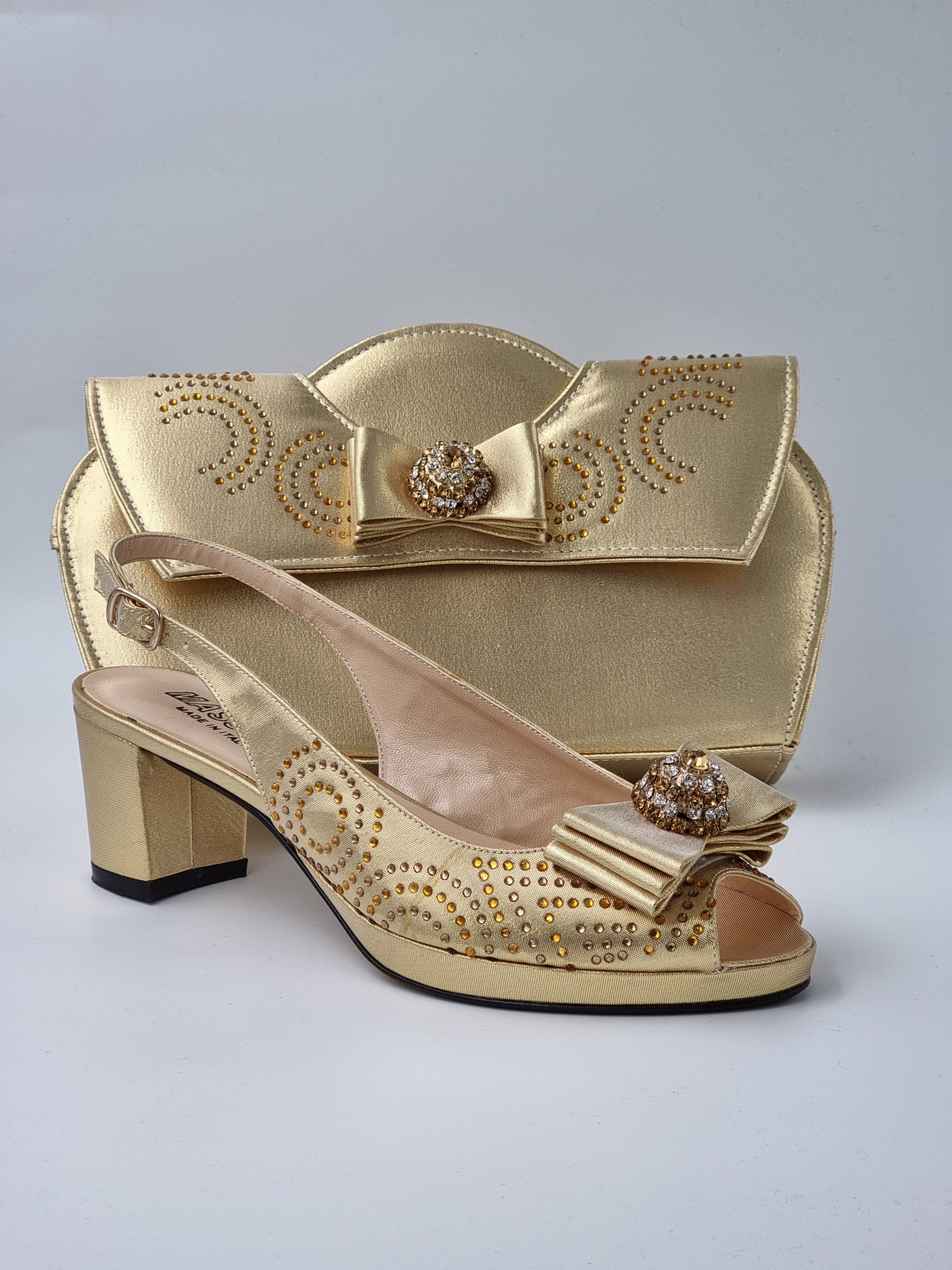 Gold Low Heel Stone - Classic Shoes London