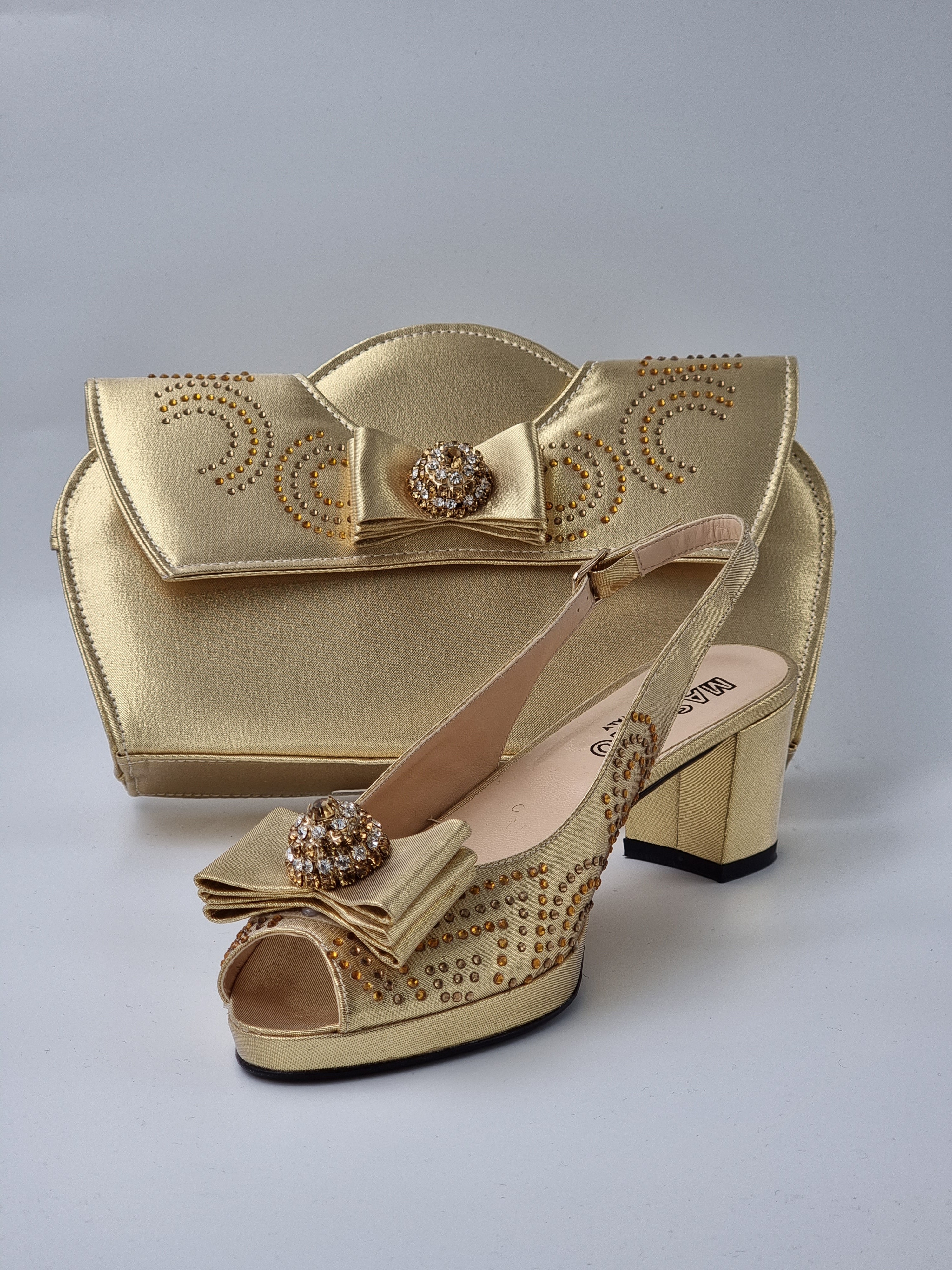 Gold Low Heel Stone - Classic Shoes London