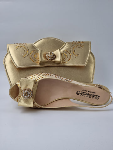 Gold Low Heel Stone - Classic Shoes London