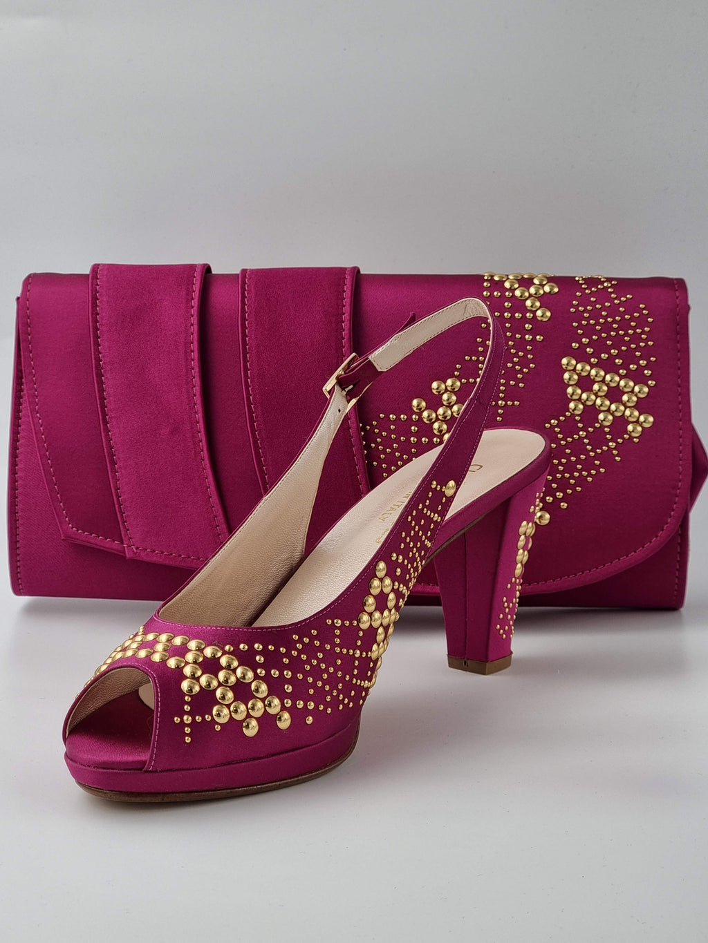 Magenta Gold Studded Stone - Classic Shoes London