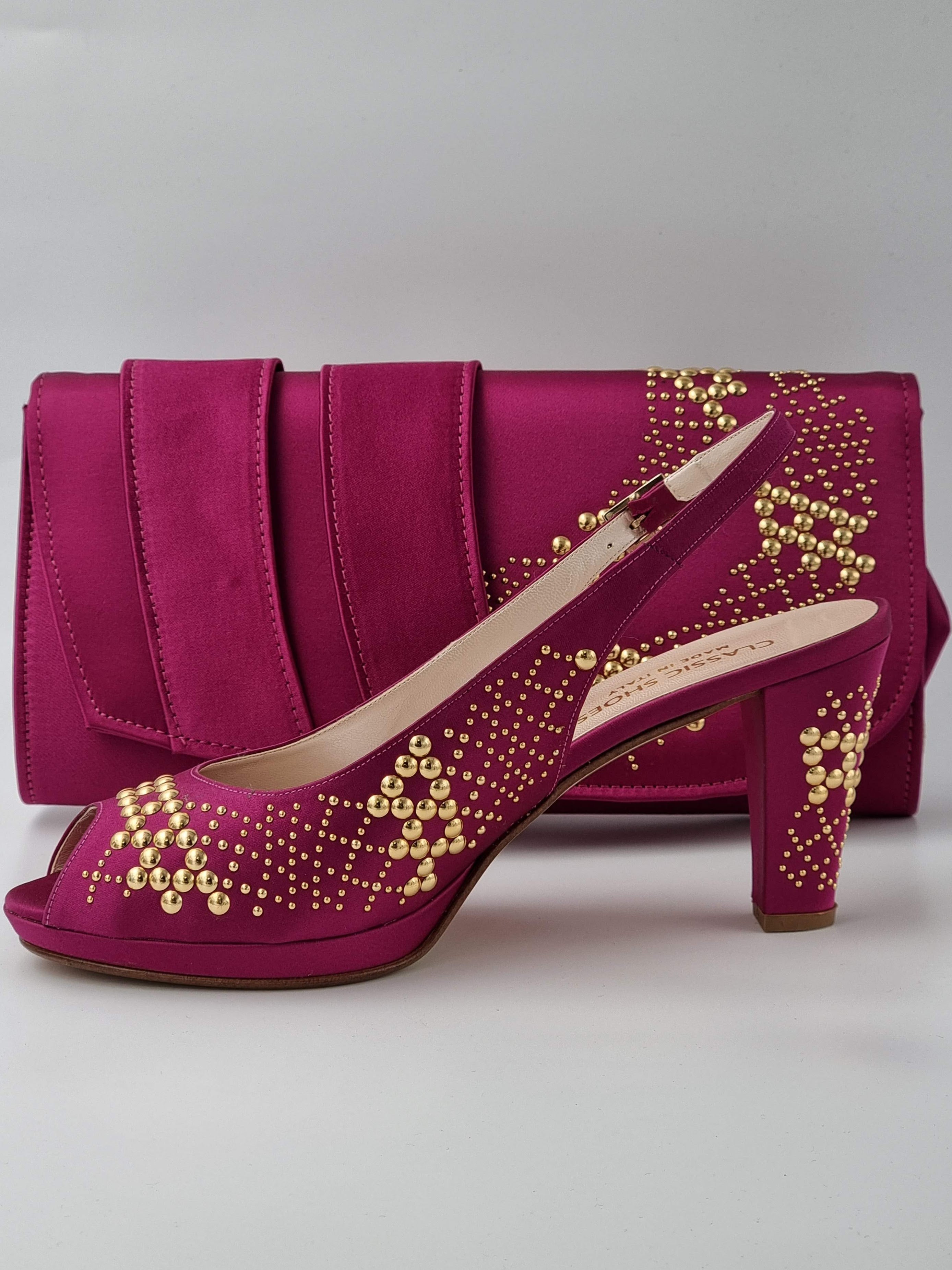 Magenta Gold Studded Stone - Classic Shoes London