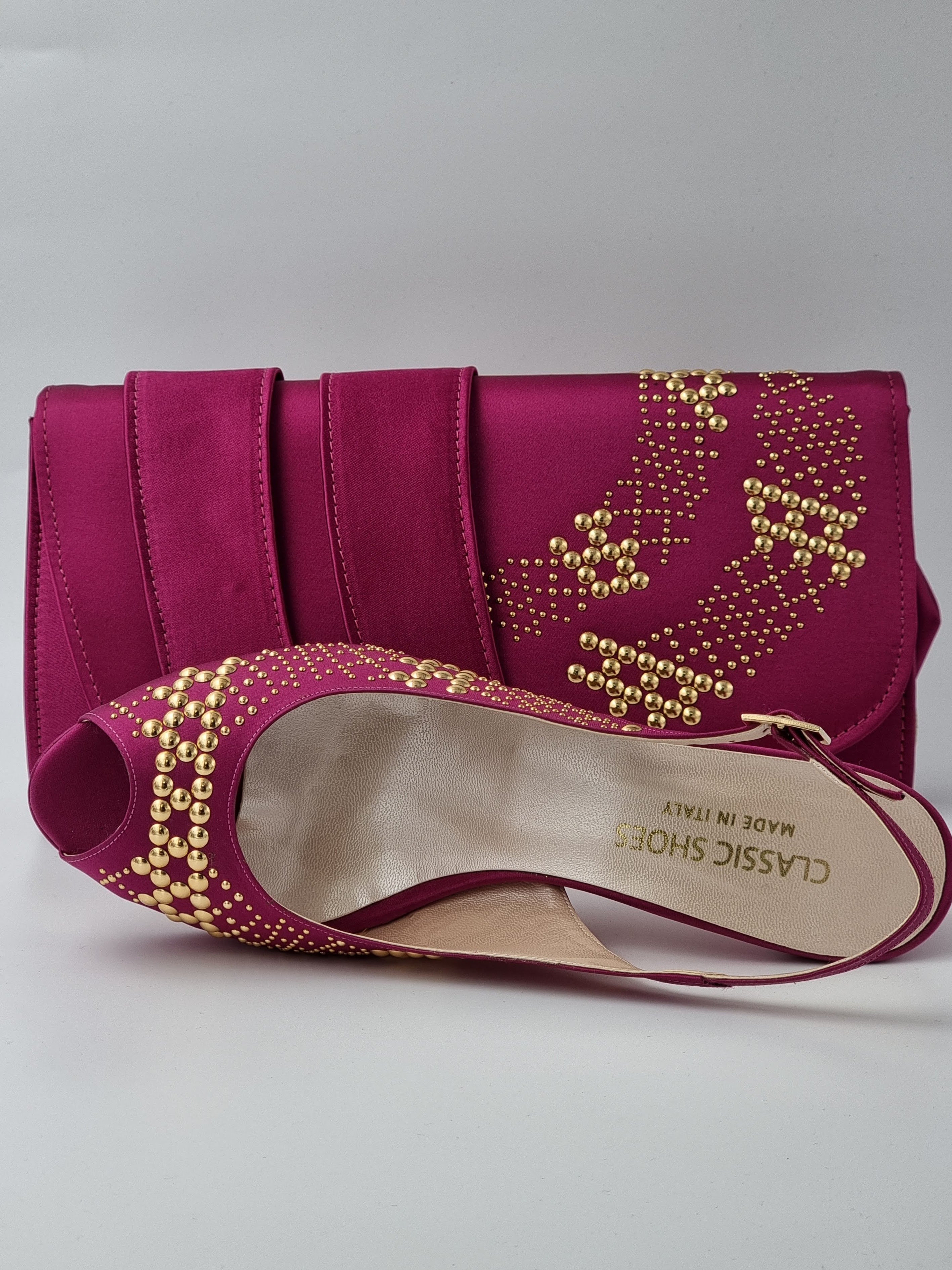 Magenta Gold Studded Stone - Classic Shoes London