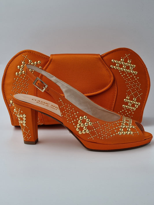 Orange Gold Studded Set - Classic Shoes London