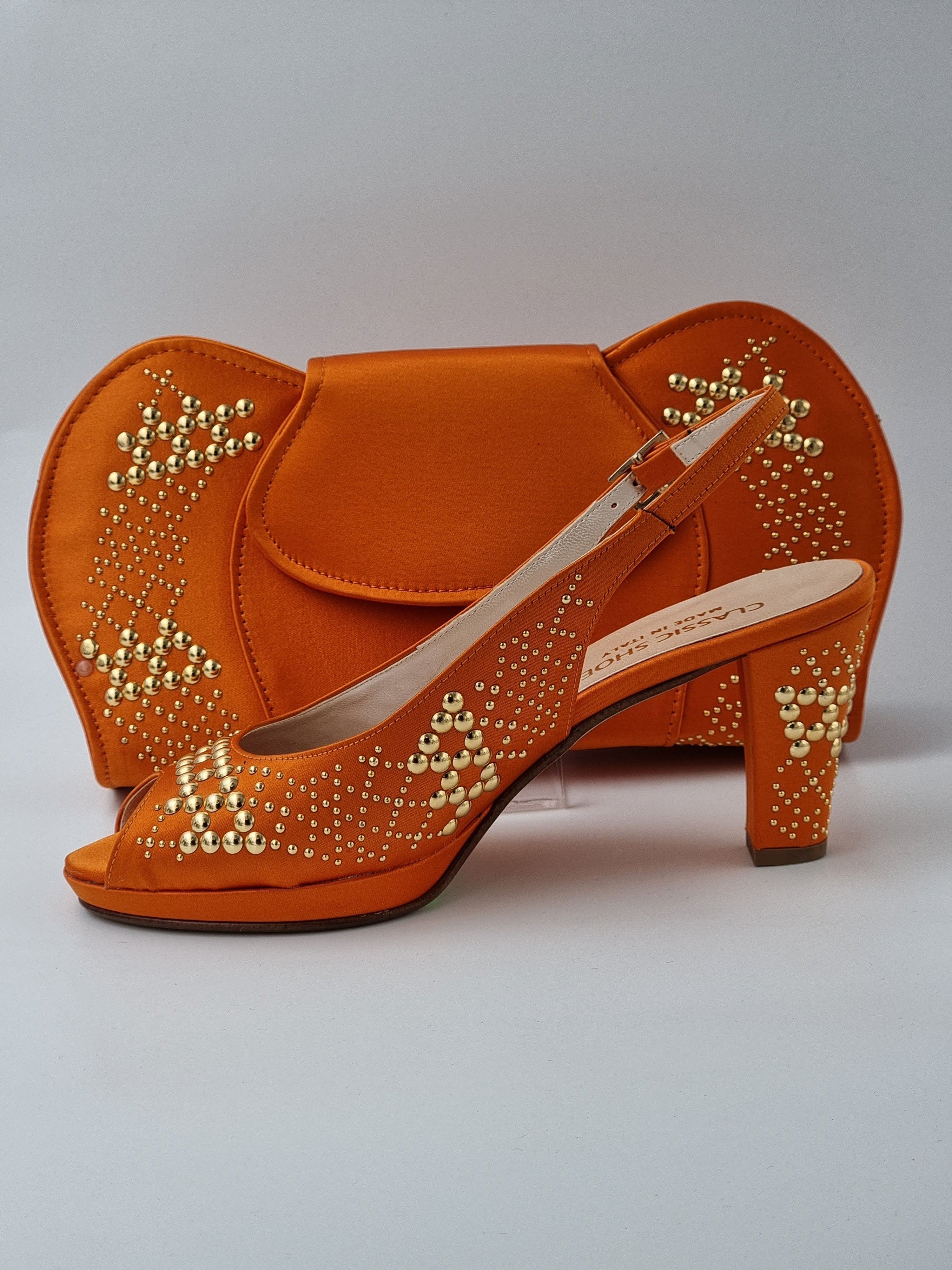 Orange Gold Studded Set - Classic Shoes London