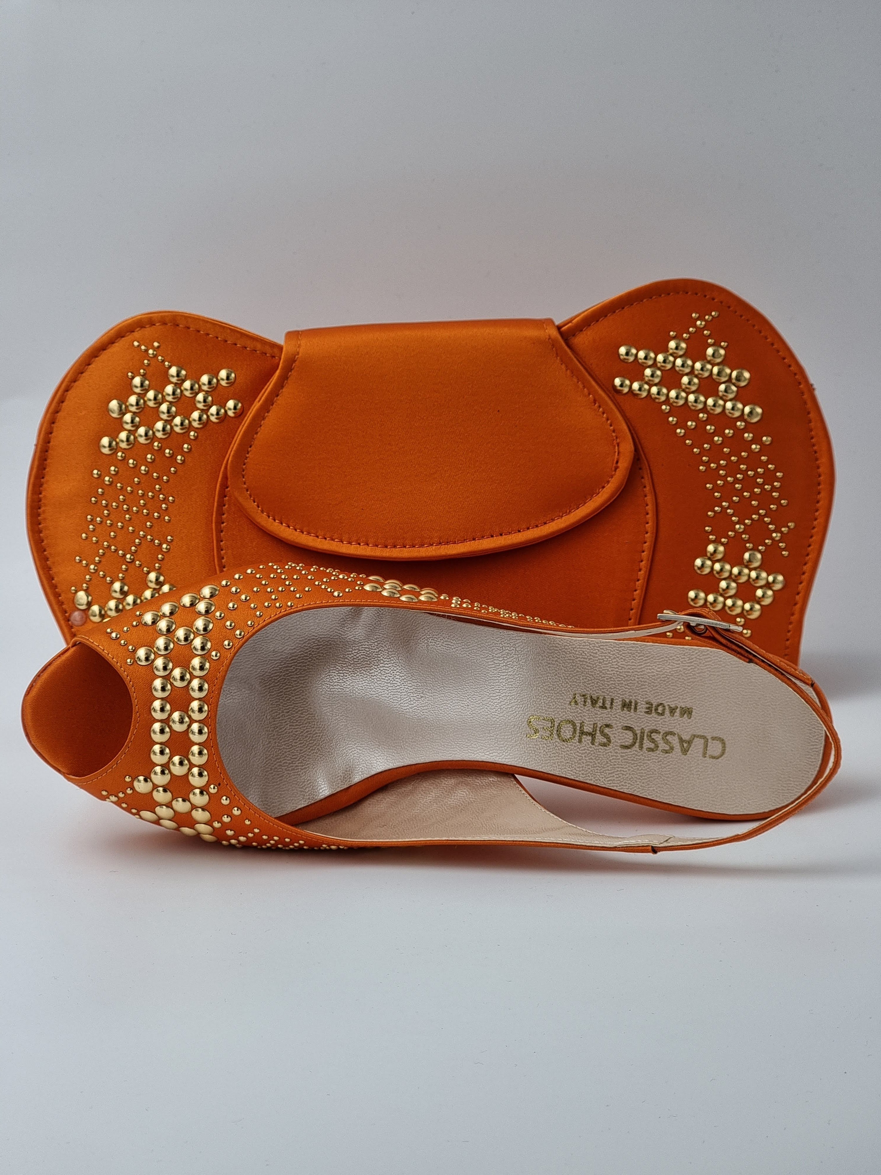 Orange Gold Studded Set - Classic Shoes London