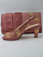 Onion Pink With Gold Studded Stones Heels - Italian Women's Heels - Classic Shoes London