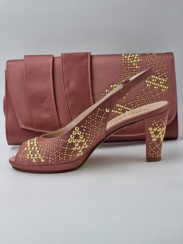 Onion Pink With Gold Studded Stones - Classic Shoes London