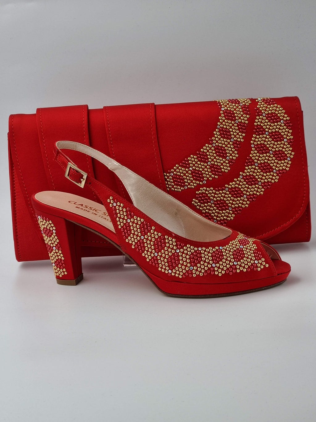 Red Gold Studded Stone - Classic Shoes London