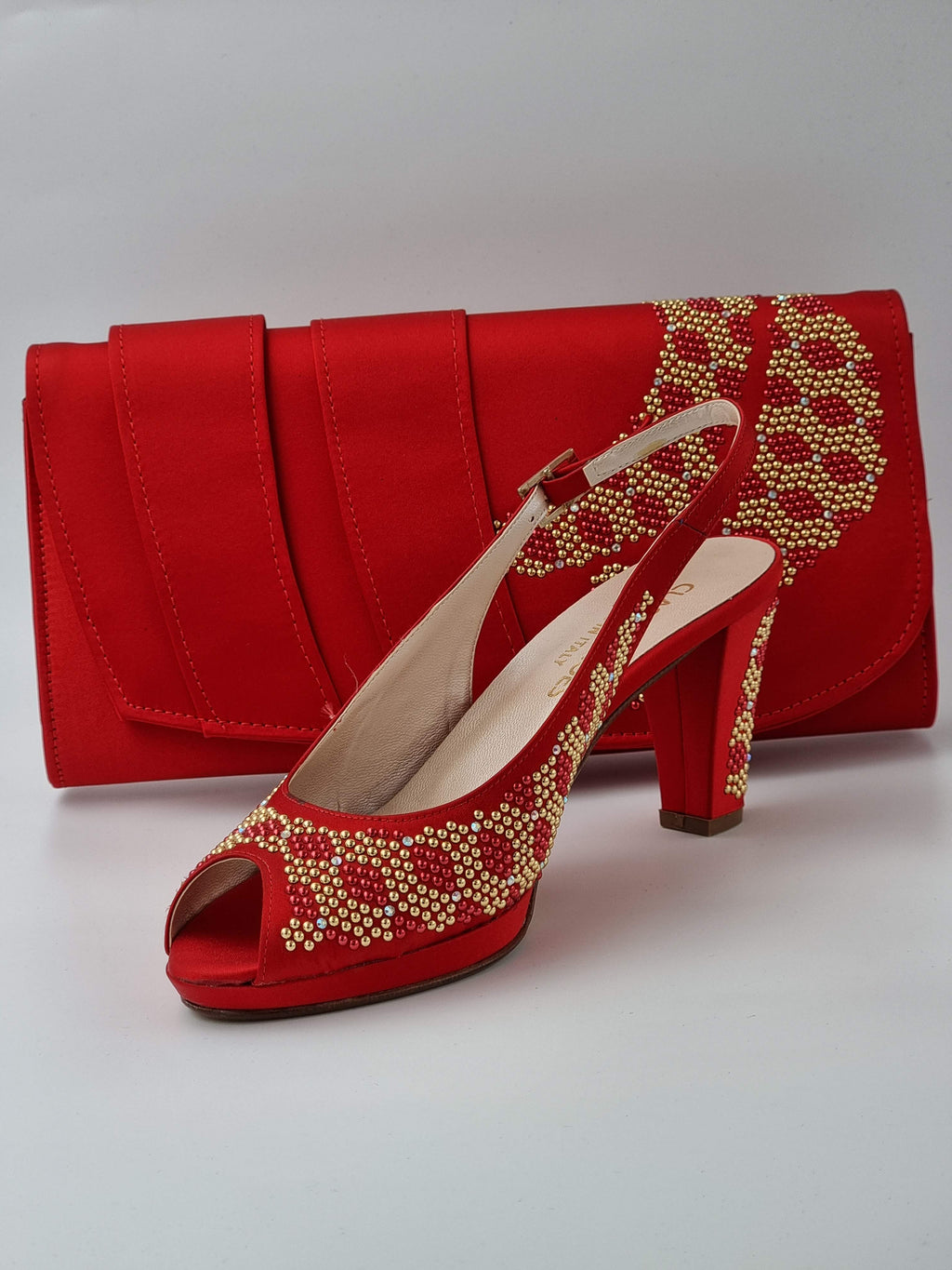 Red Gold Studded Stone - Classic Shoes London