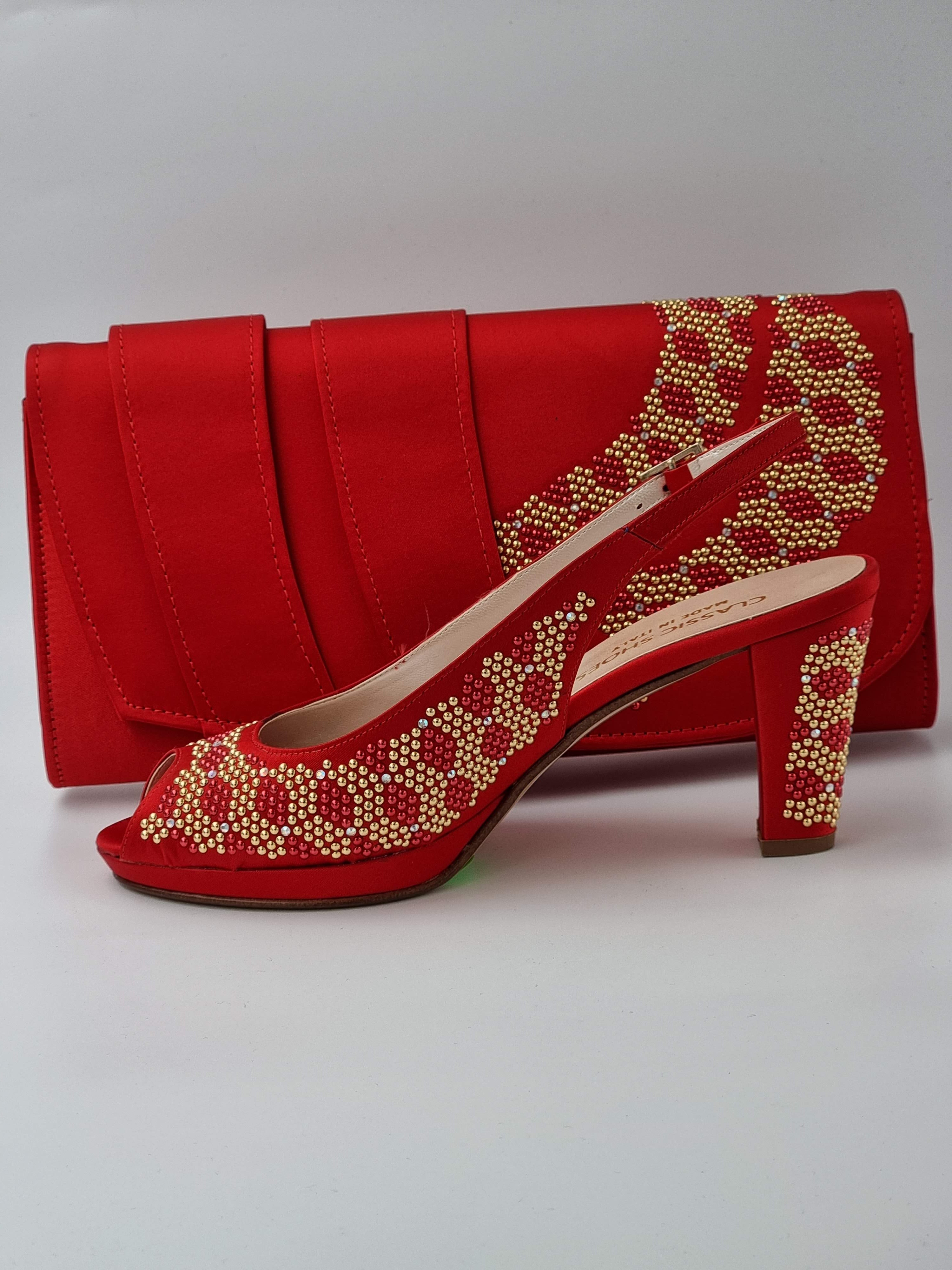 Red Gold Studded Stone - Classic Shoes London