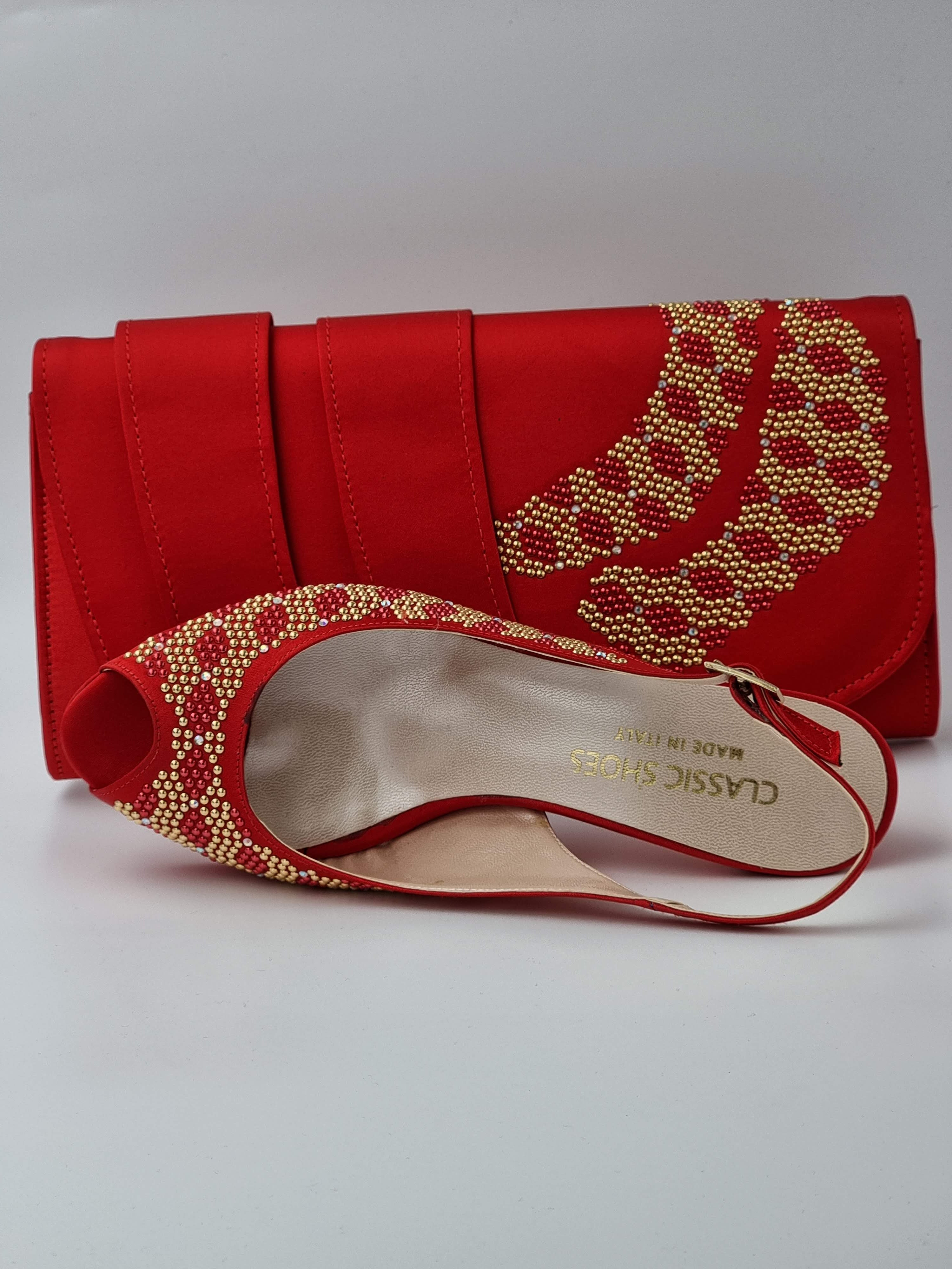 Red Gold Studded Stone - Classic Shoes London