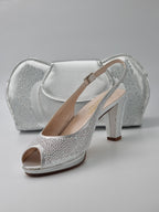 Silver Stone Work Medium Heels - Italian Women's Heels - Classic Shoes London