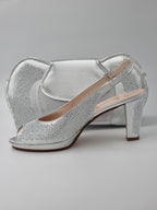 Silver Stone Work Medium Heels - Italian Women's Heels - Classic Shoes London
