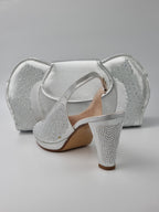 Silver Stone Work Medium Heels - Italian Women's Heels - Classic Shoes London