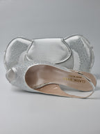 Silver Stone Work Medium Heels - Italian Women's Heels - Classic Shoes London