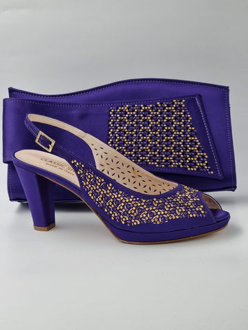 Purple Laser Cut Gold Stud Stone - Classic Shoes London