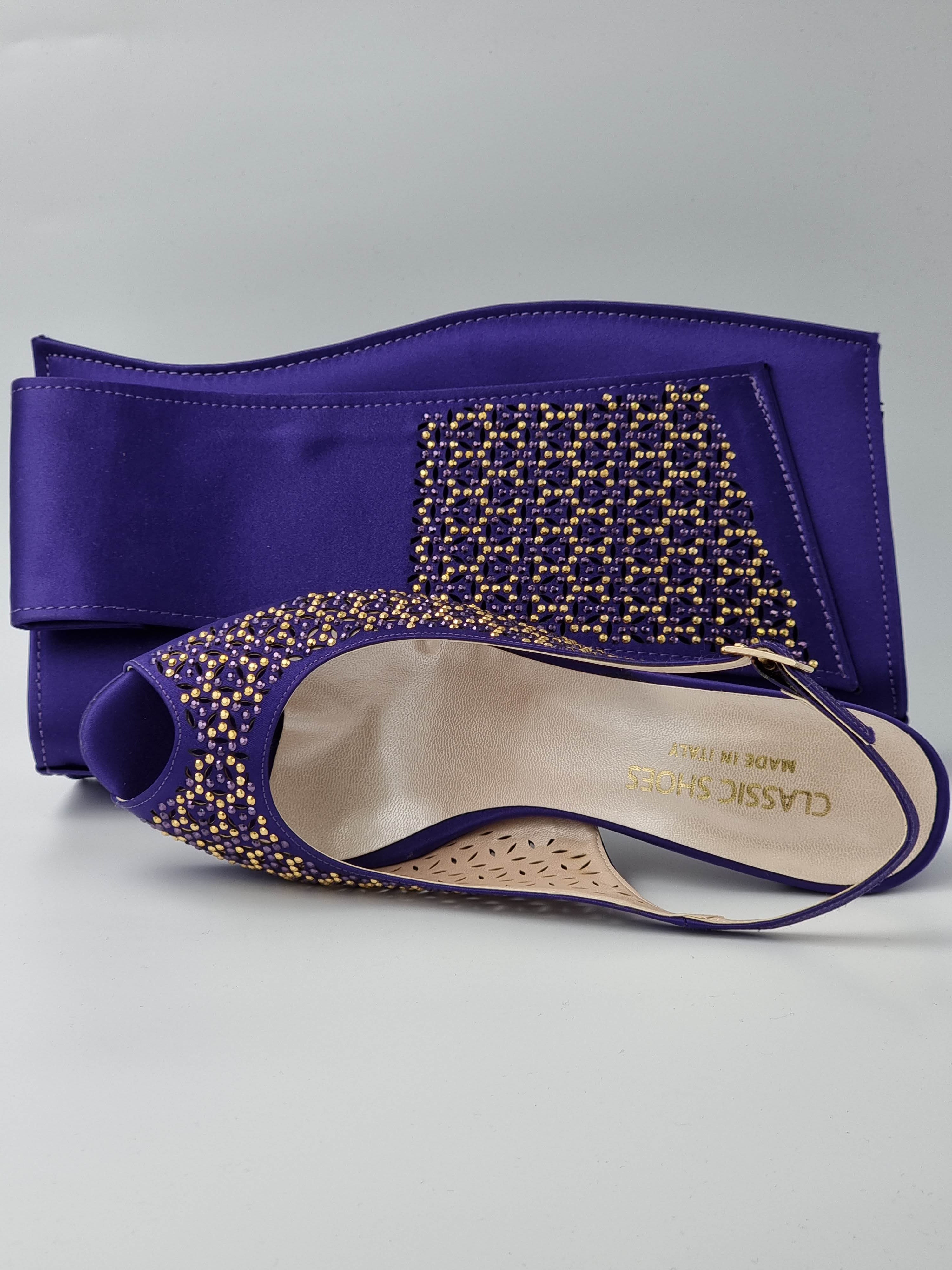 Purple Laser Cut Gold Stud Stone - Classic Shoes London