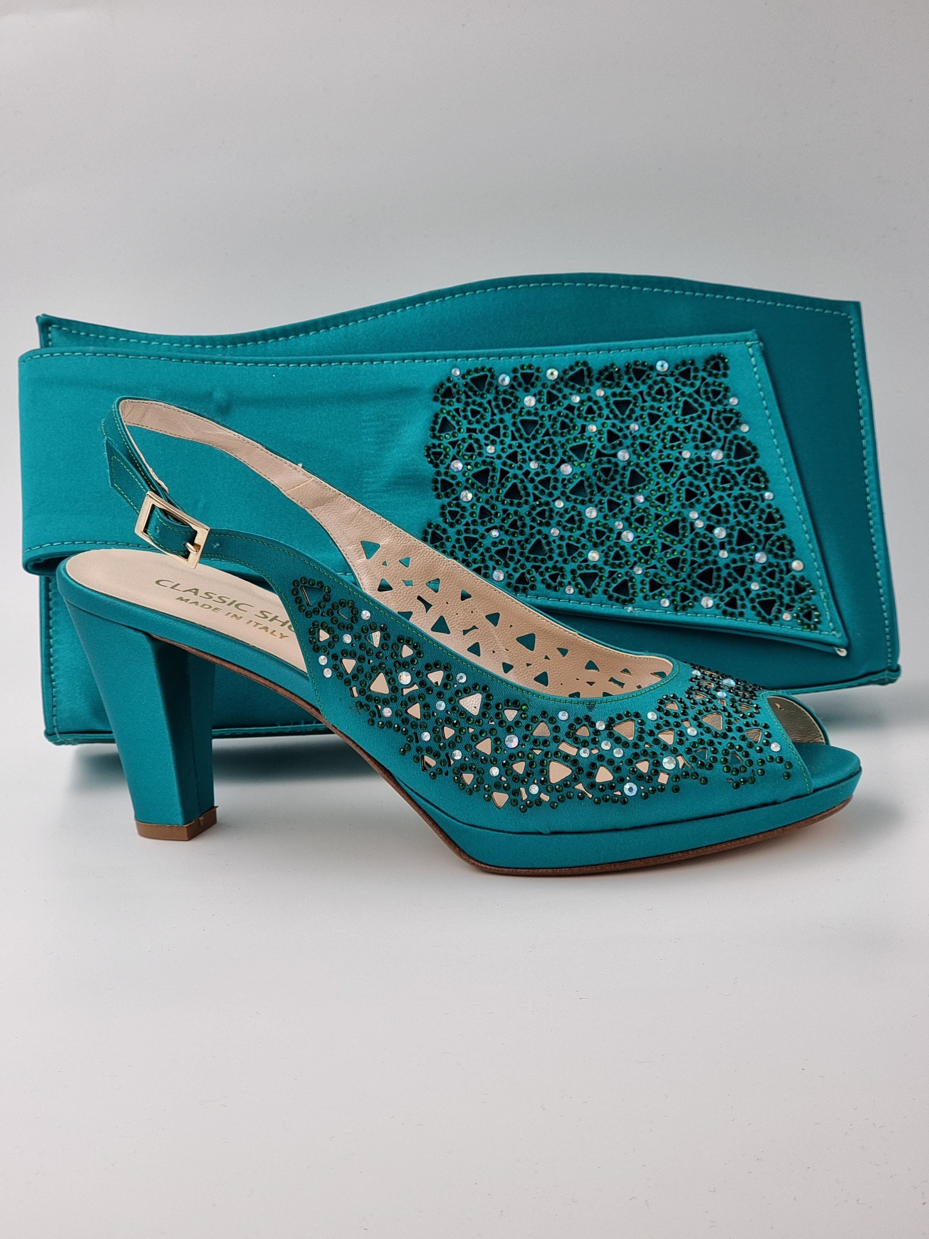 Teal Laser Cut Medium - Classic Shoes London