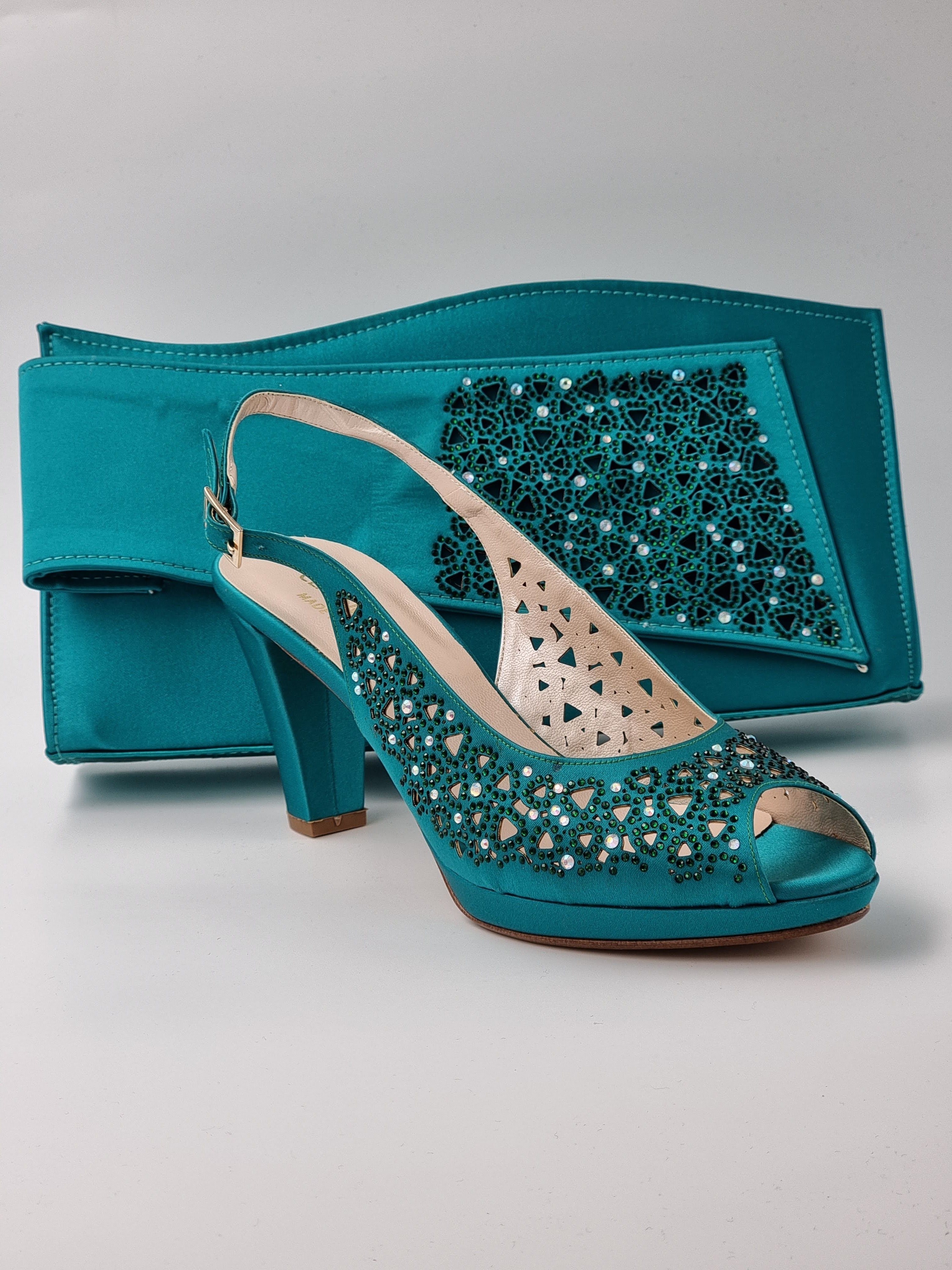Teal Laser Cut Medium - Classic Shoes London