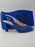 Royal Blue Laser Cut Medium Heels - Italian Women's Heels - Classic Shoes London