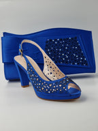 Royal Blue Laser Cut Medium Heels - Italian Women's Heels - Classic Shoes London