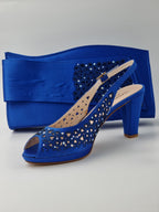 Royal Blue Laser Cut Medium Heels - Italian Women's Heels - Classic Shoes London