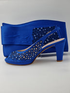 Royal Blue Laser Cut Medium Heels - Italian Women's Heels - Classic Shoes London