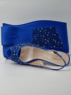 Royal Blue Laser Cut Medium Heels - Italian Women's Heels - Classic Shoes London
