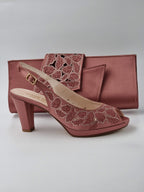 Onion Pink Floral Design Heels - Italian Women's Heels - Classic Shoes London