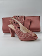 Onion Pink Floral Design Heels - Italian Women's Heels - Classic Shoes London