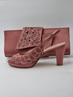 Onion Pink Floral Design Heels - Italian Women's Heels - Classic Shoes London