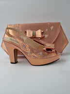 Rose Gold Double Platform Heels - Italian Women's Heels - Classic Shoes London