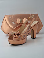 Rose Gold Double Platform Heels - Italian Women's Heels - Classic Shoes London