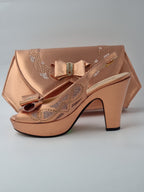 Rose Gold Double Platform Heels - Italian Women's Heels - Classic Shoes London