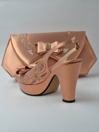 Rose Gold Double Platform Heels - Italian Women's Heels - Classic Shoes London