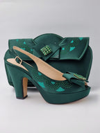 Emerald Green Double Platform Heels - Italian Women's Heels - Classic Shoes London