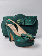 Emerald Green Double Platform Heels - Italian Women's Heels - Classic Shoes London