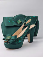 Emerald Green Double Platform Heels - Italian Women's Heels - Classic Shoes London