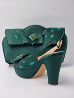 Emerald Green Double Platform Heels - Italian Women's Heels - Classic Shoes London