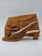 Bronze Low Heel Glitter - Classic Shoes London